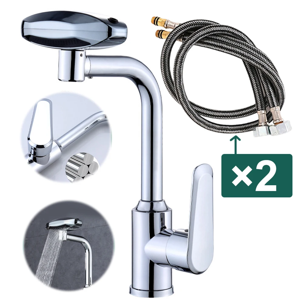 Grifo giratorio de 360 grados, grifo giratorio de 4 modos, grifo de baño, grifo de agua fría y caliente multifuncional para cocina y baño