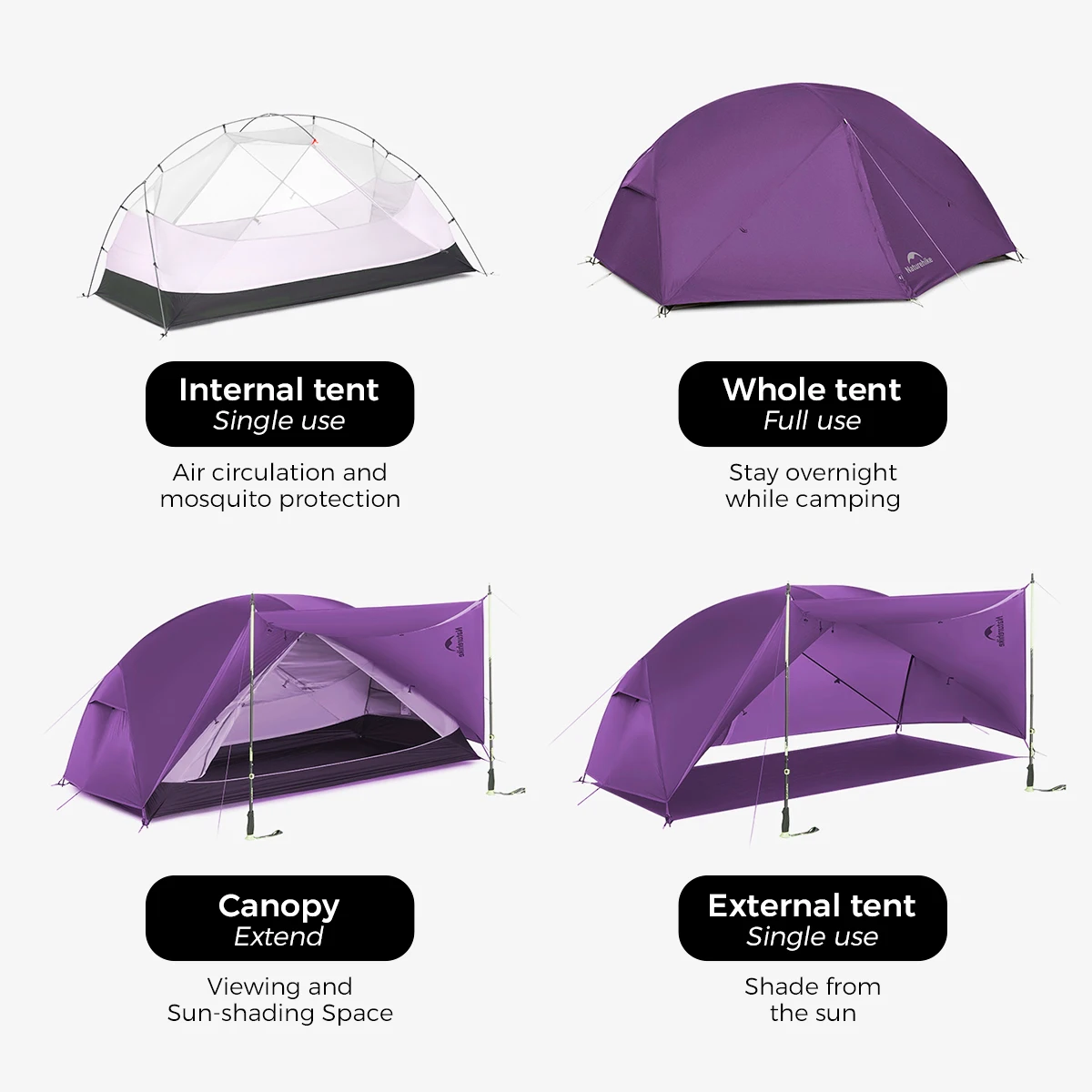 Naturehike Tent Mongar BASE/PRO/UL 1 2 3 Person Tent Ultralight Outdoor Camping Tent Waterproof Hiking Backpacking Tent Awning