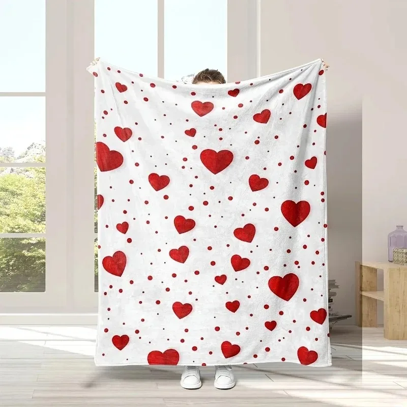 

Cozy Love Heart Digital Print Flannel Throw Blanket - Ultra-Soft Reversible for Couch Bed Officeor Portable Valentine's Day