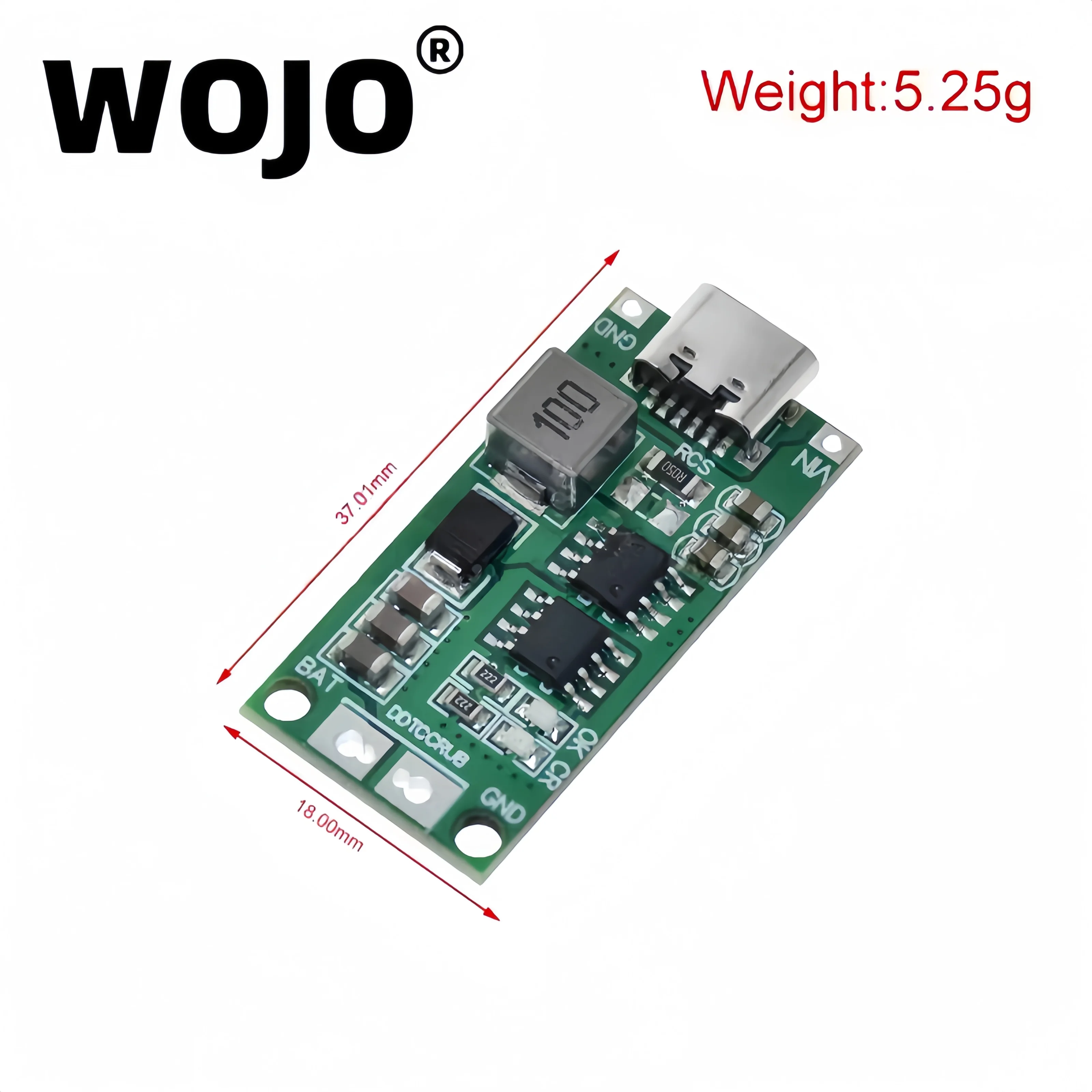 WOJO Type-C Step-Up Boost Charger 8.4V 12.6V 16.8V for 2S 3S 4S LiPo Polymer Li-Ion 7.4V 11.1V 14.8V Compatible with 18650 Lithi