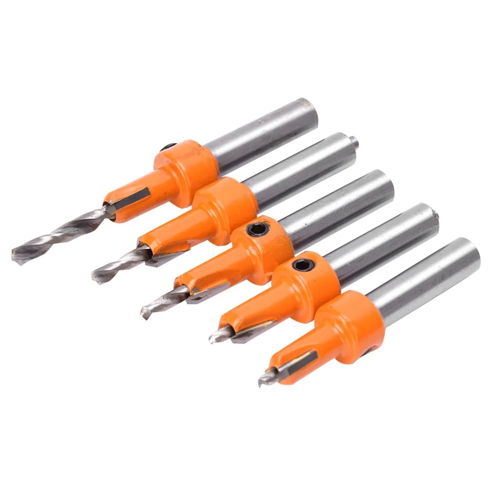 5-pecas-broca-escareadora-de-liga-yg8-diametro-de-perfuracao-28-4mm-tratamento-de-superficie-por-pulverizacao-ferramenta-de-carpintaria-com-batente-de-profundidade-e-haste-redonda