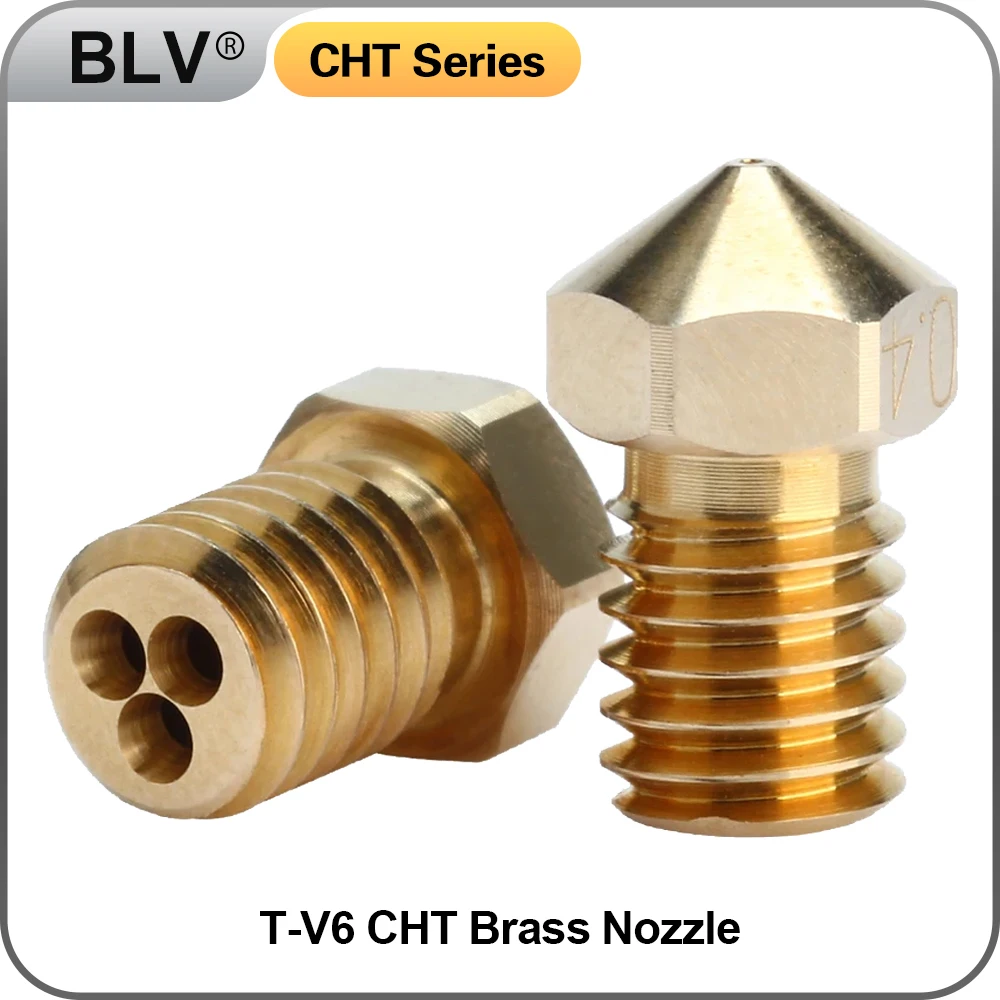 BLV T-V6 CHT Brass Nozzle Thread M6 For V6 HOTEND For V6 Heater Block High Flow Extruder DRAGON HOTNED RAPIDO TD6 MATRIX VORON