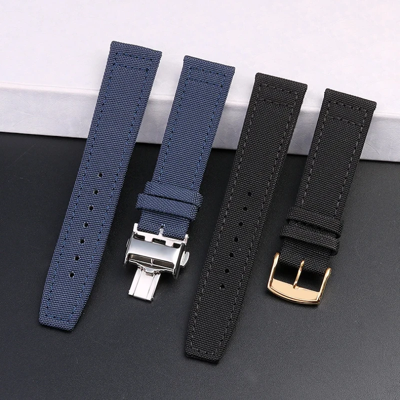 For Longines Conquest HydroConquest L2 L3 L4 IWC Watchband Nylon cowhide watch strap men'S 19mm 20mm 21m Blue Sports bracelet view 5