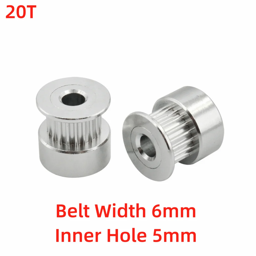 16T 20T GT2 Timing Pulley Belt Width 6/10mm Aluminum Alloy Timing Belt Gear Inner Hole 5/6.35/8mm Toothed Gear