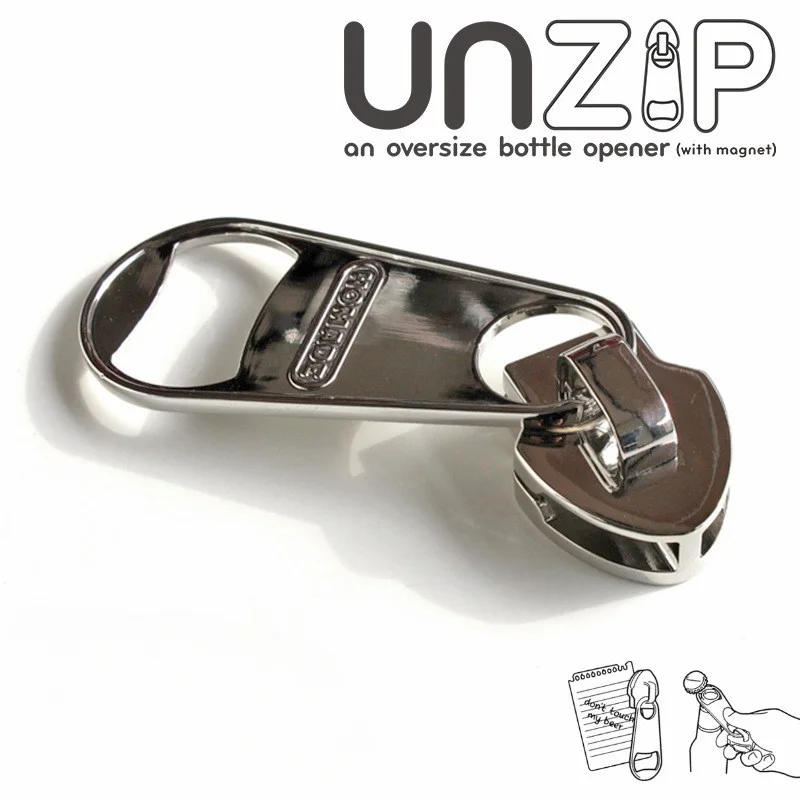 Creative Large Magnetic Zipper Bottle Opener Beer Bottle Opener with Refrigerator Magnet Personalized Bottle Opener