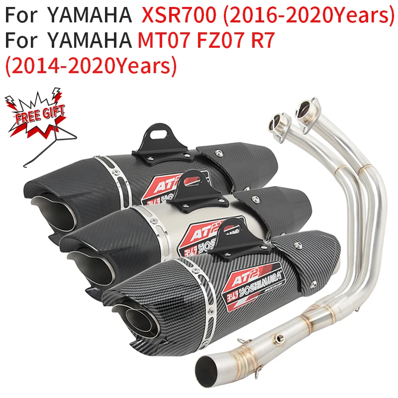 For YAMAHA MT07 FZ07 R7 XSR700  2014 2016 - 2020 Motorcycle Yoshimura AT2 Exhaust Full System Modify Muffler Front Link Pipe