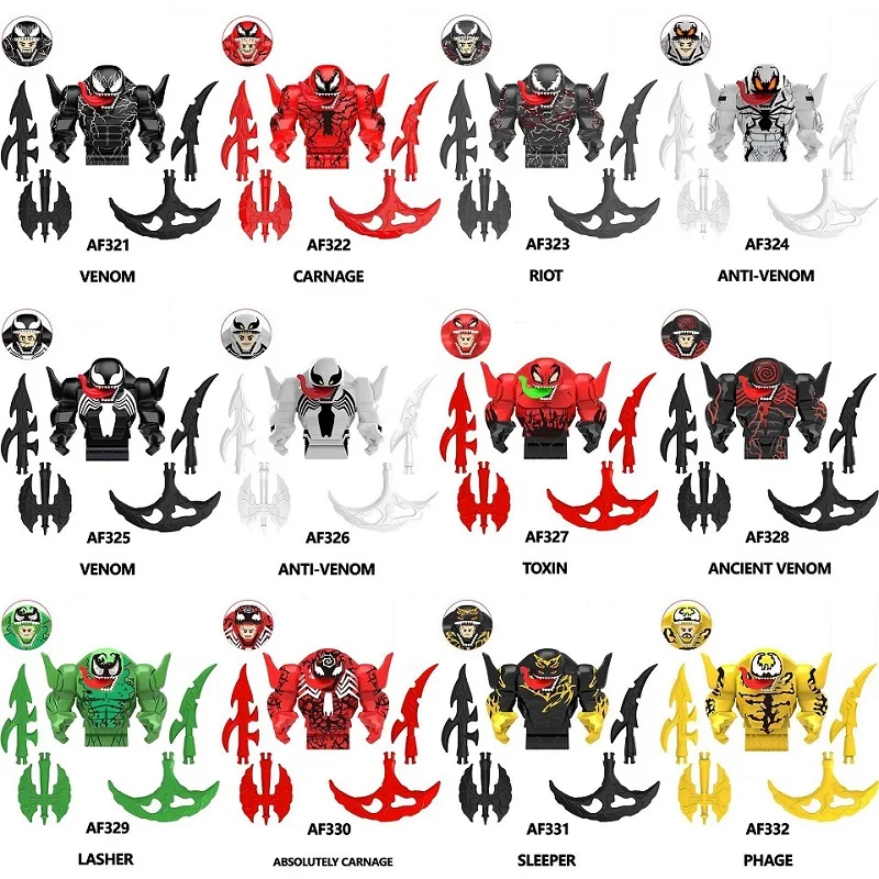 Marvel Action Figure Mini Building Blocks Supereroe Venom Slaughter Puzzle per adulti Blocco fai da te Giocattolo per bambini Regalo di compleanno