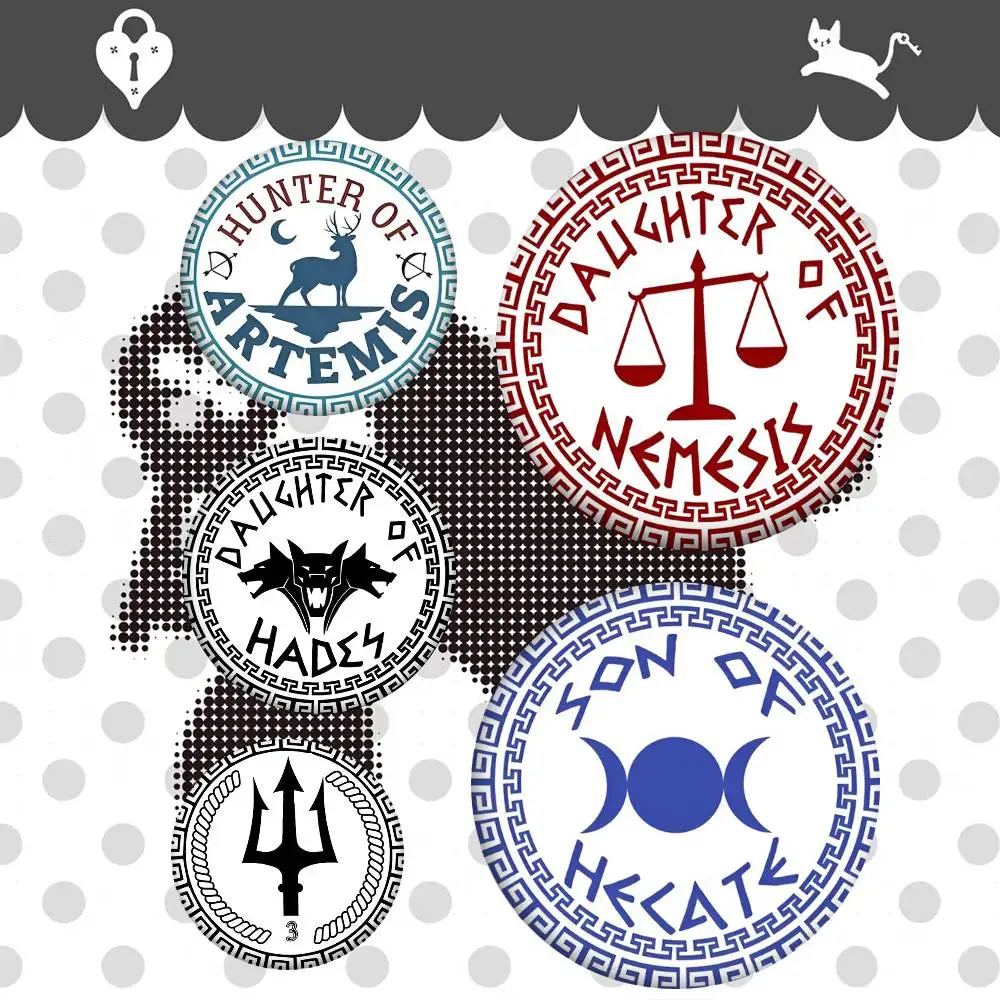 1pc Son Daughter Of Poseidon Greek Cartoon Style Badge Brooches On Backpack Decoration Round Enamel Pins For Accessorys