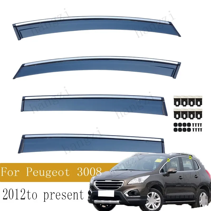 

For Peugeot 3008 windows (awning and awning) 3008 DOOR VISOR stainless steel bright strip side window visor 2012 to present