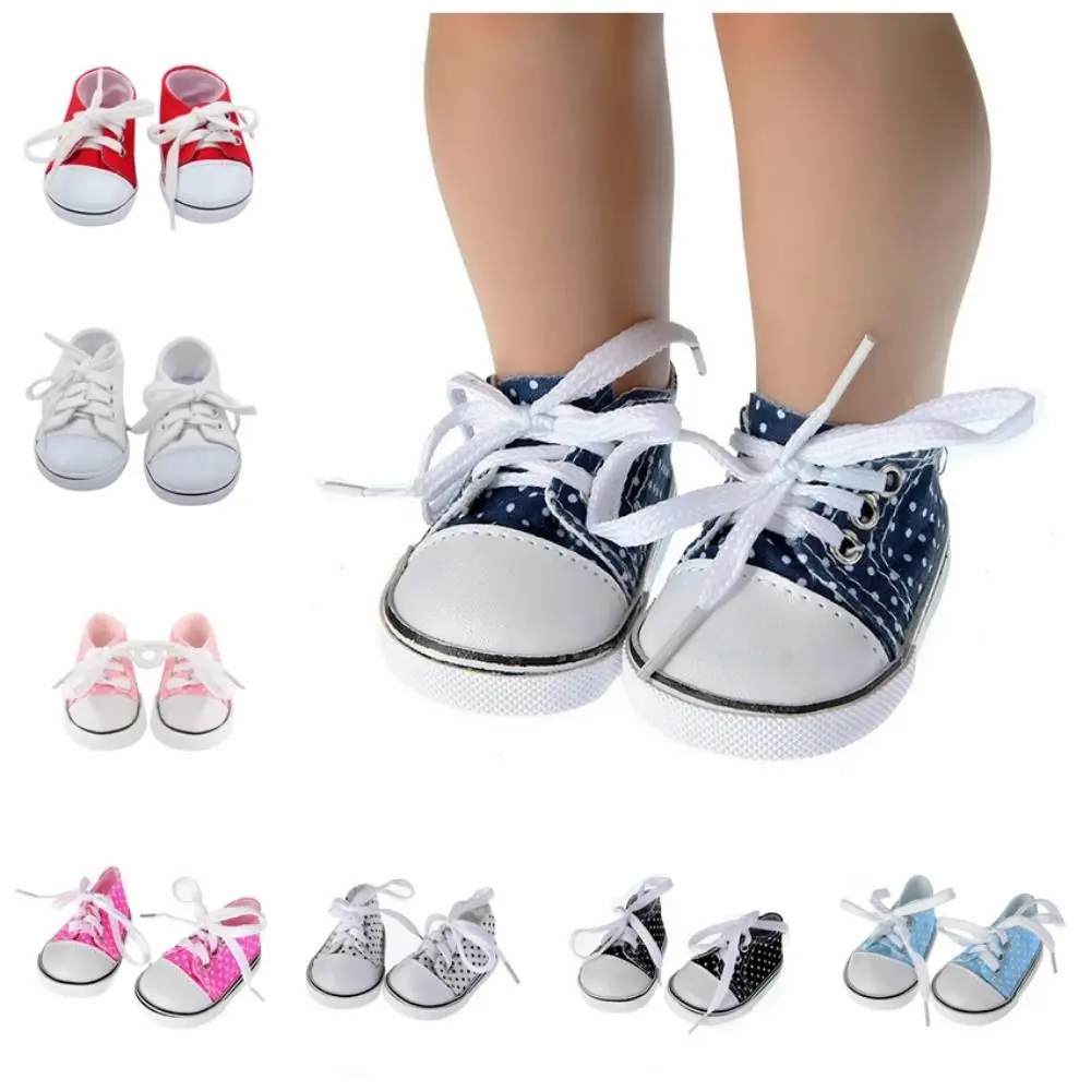 Doll Accessories Lace-up Doll Canvas Shoes Mini 7CM Doll Sneakers Cute Kawaii Mini Casual Shoes 43 Cm Baby Dolls