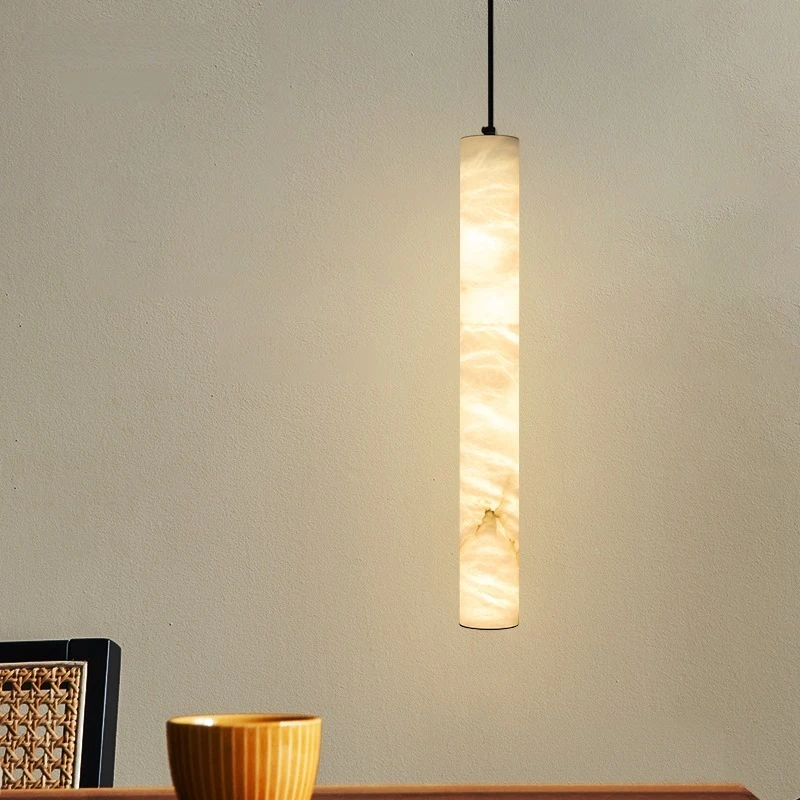 REVEN Designer Adjustable Chain Chandelier Copper Marble Pendant Light Snowflake gypsum Ceiling lamp for Kitchen Island