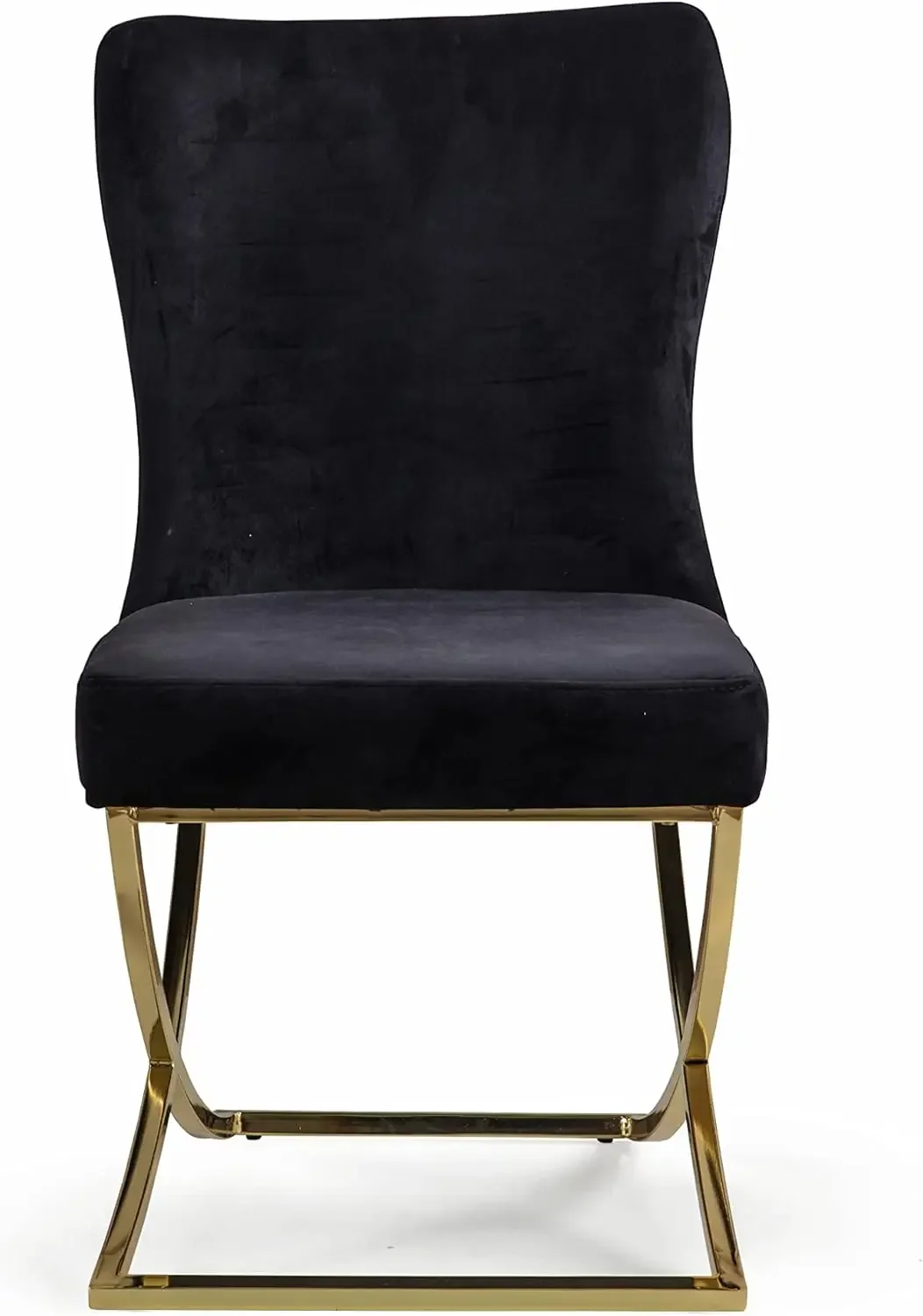 Dining Chair, Set of 2, Black With Gold Legs