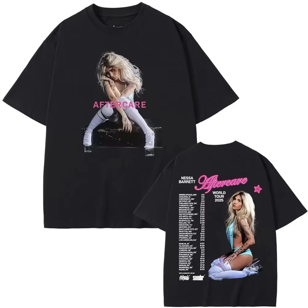 Hot Sale Nessa Barrett Aftercare Tour 2025 T Shirt Men's Women Fashion Pop Punk Music T Shirts Unisex Vintage Oversized T-shirts