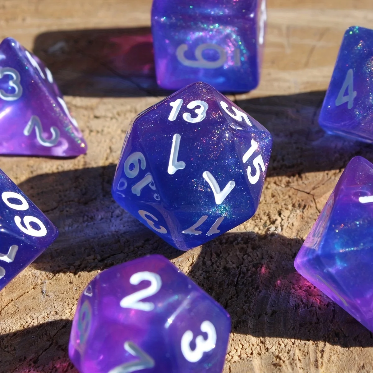 7Pcs/Set Indigo Depths Galaxy Starry Sky Dice for DND Dungeons and Dragons Table Games D&D RPG Tabletop Roleplaying