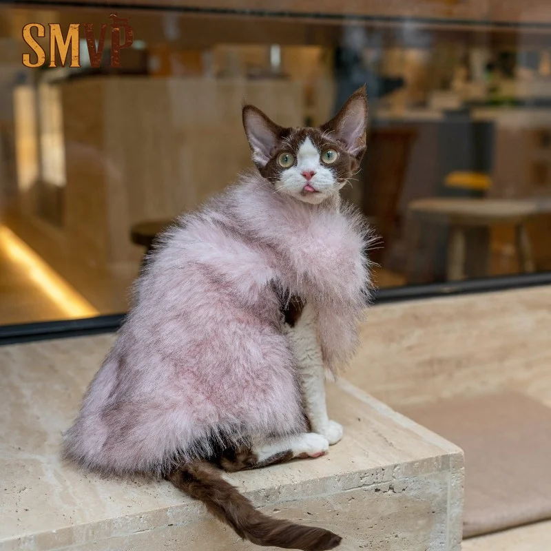 light-pink-elegant-fluffy-faux-fur-cat-winter-jacket-oversized-lapel-thermal-outerwear-for-special-breed-cats-pets-clothes