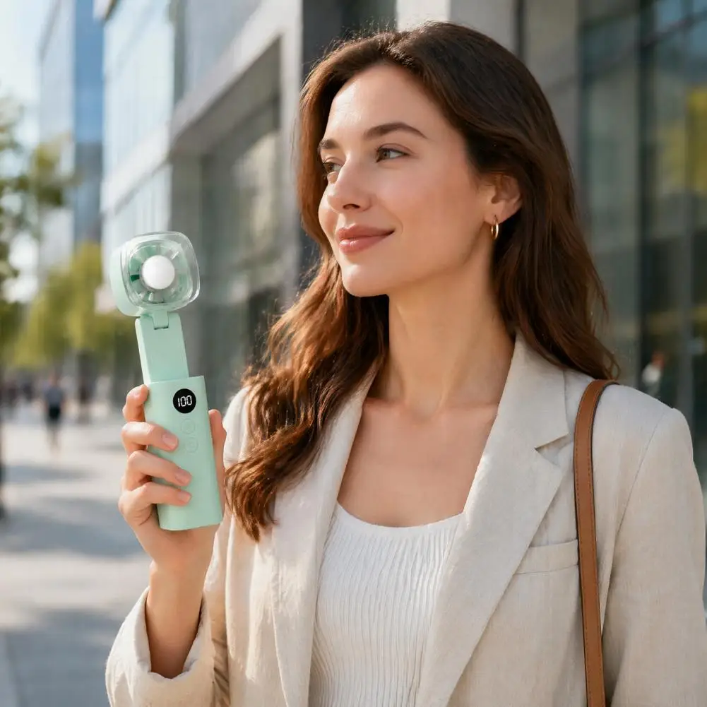 Mini Handheld Fan, Foldable 2-in-1 Cooling Fan, USB Rechargeable Personal Fan With Flashlight For Travel Camping And Outdoor Use