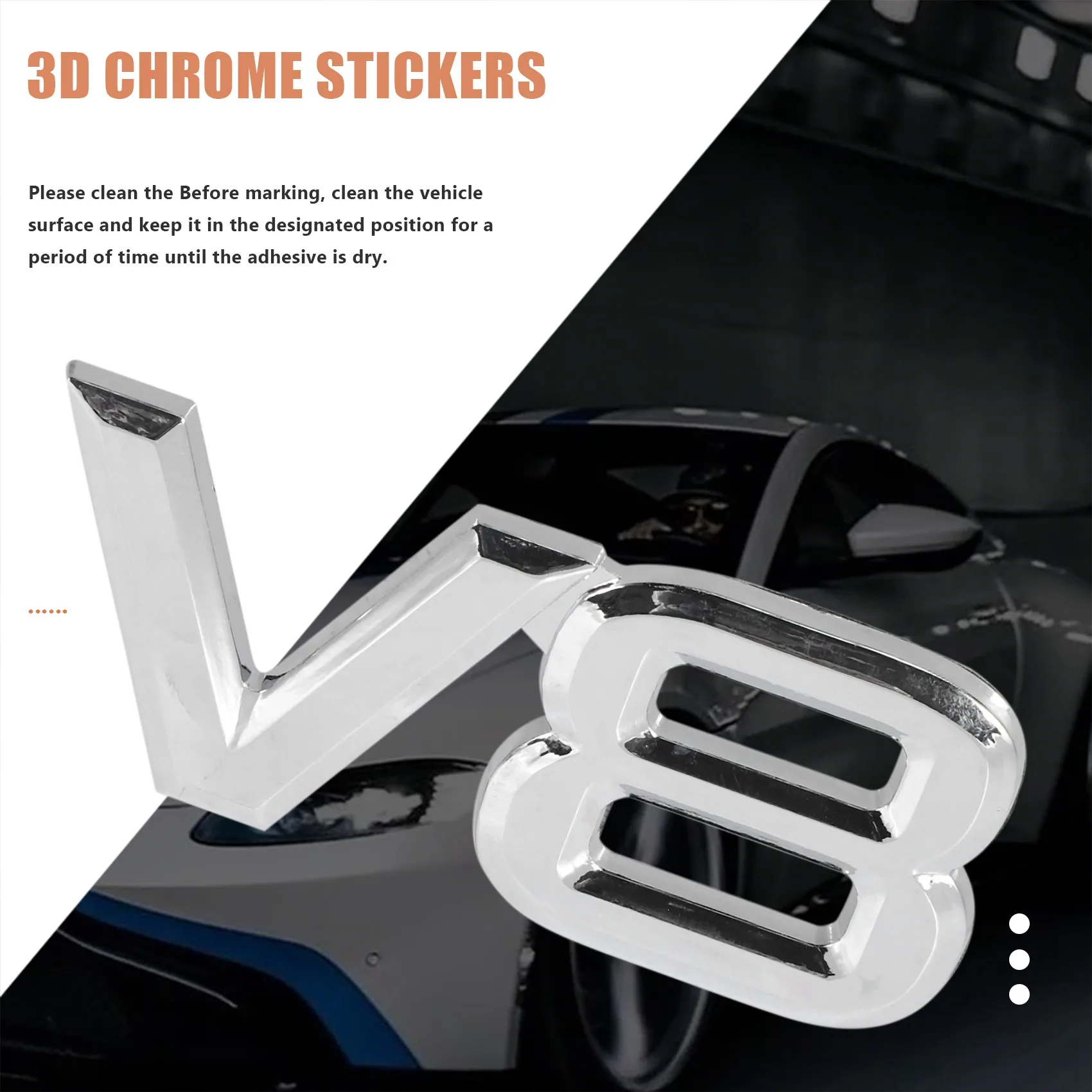 3D Chrome Emblem Adesivos para Auto, Carro V8 Adesivos, Emblema, 7.5x3.5cm