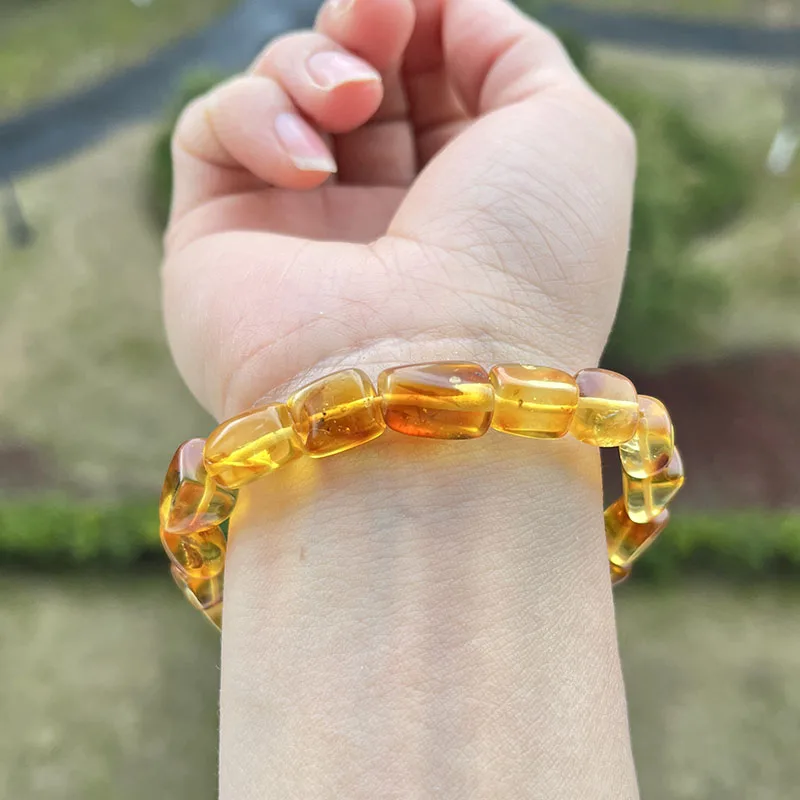 Original Amber Bracelets for Unisex New Genuine Irregular Beads Natural Black Medical Green Healing Jewelry Factory Unique Gift