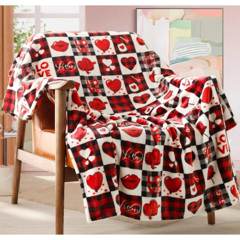 

Подарочное одеяло на День святого Валентина для мамы, жены, дивана, кровати - декоративное клетчатое роскошное фланелевое одеяло до колена - супер удобное