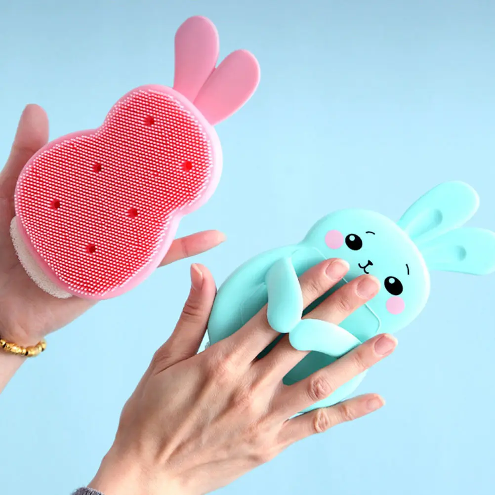 

1Pcs Multifunctional Baby Bath Scrubber Silicone Sponge Body Cleaning Brush Gentle Exfoliator Skin Massager for Face Arms Legs