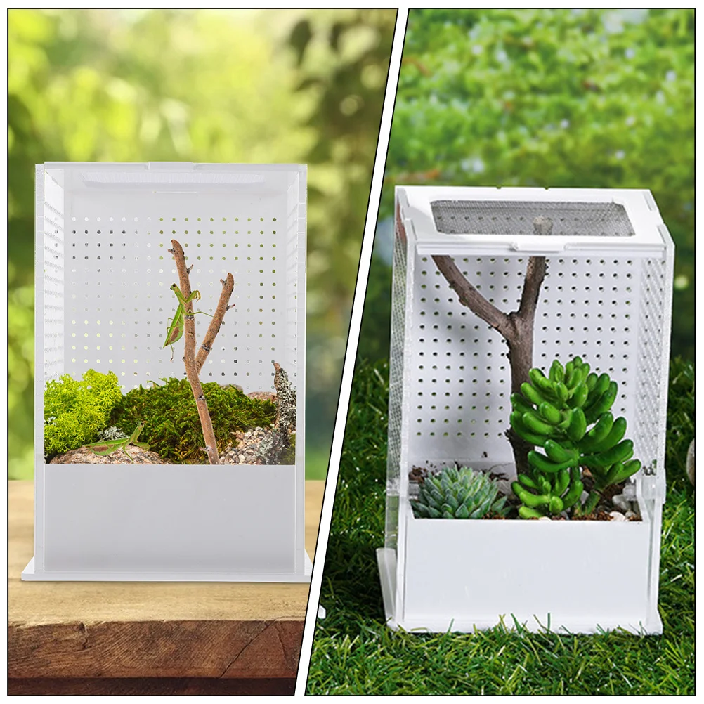 

Reptile Breeding Box 1 Piece Transparent Acrylic Insect Habitat with Air Holes High Surface Hardness for Geckos Frogs Snails