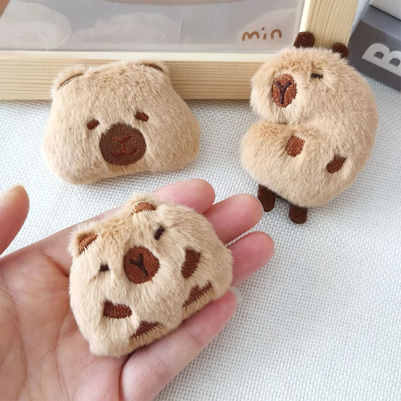 Cute Capybara Animal Plush Doll Brooch Fluffy Soft Stuffed Clothes Badge Pins Backpacks Decoration Accessories