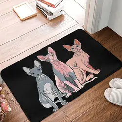 Sphynx Hairless Cat Bedroom Mat Sphynx Cat Celebrate Diversity Doormat Flannel Carpet Balcony Rug Home Decoration