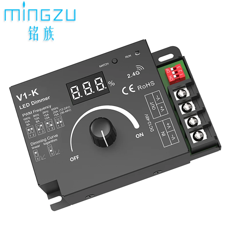 LED controller V1-K DC12V or 24V Manual knob dimmer controller LED strip light Single color Brightness adjustment switch control