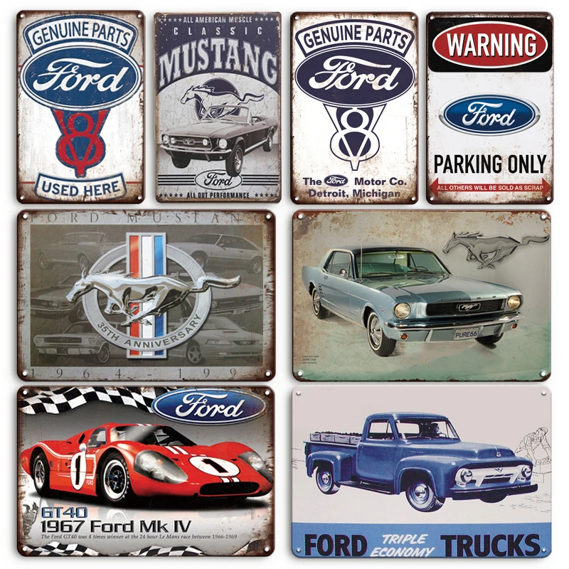 Vintage Ford Mustang Shelby Cobra Car Poster Metal Sign Home Room Decorations Garage Wall Decor Plaque Poster Metal Plate