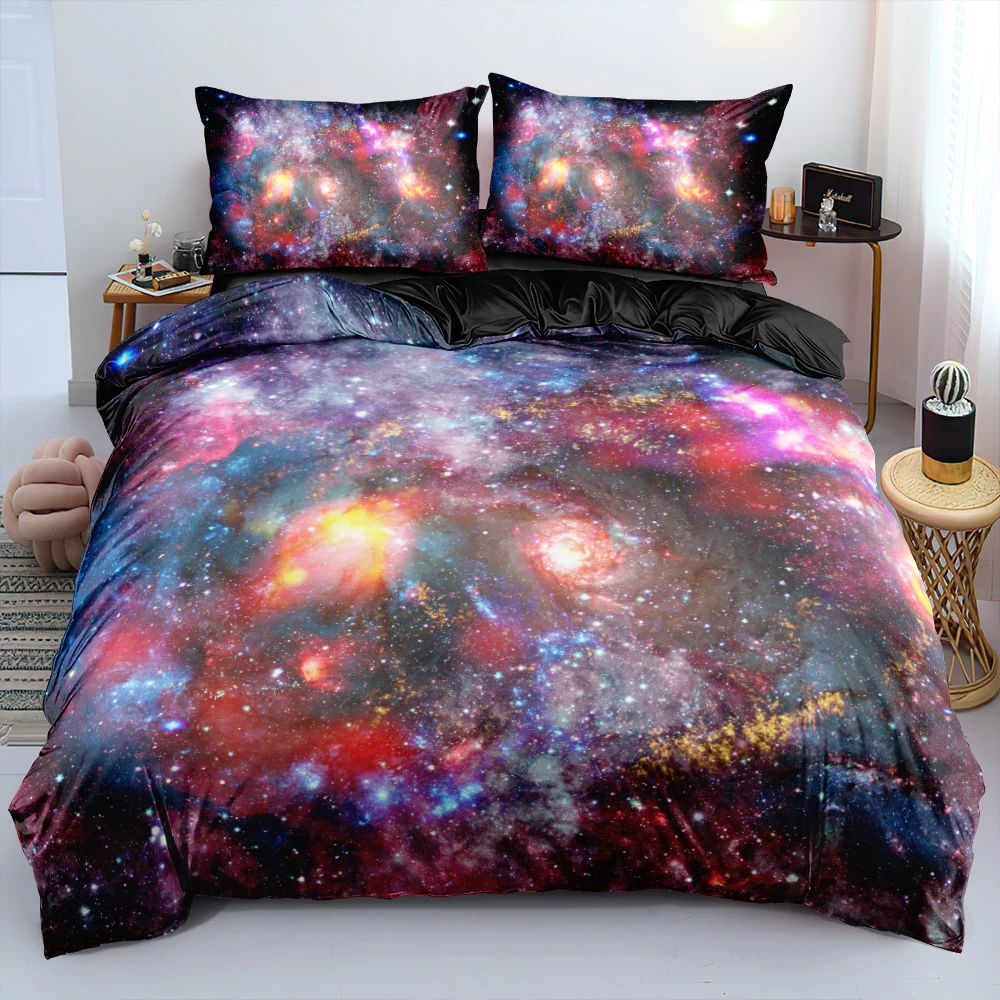 Imagem -05 - Luxo Galaxy Dark Blue Bedding Conjunto Twin Full Queen King Size Duvet Quilt Cover Conjunto Estrelas Brilhantes Starry Sky Cobertura Consolador