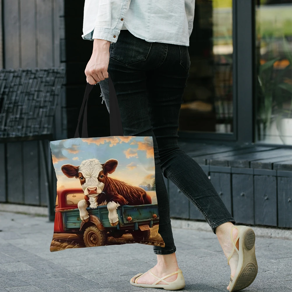 

4шт коровья большая вместительная льняная сумка-тоут