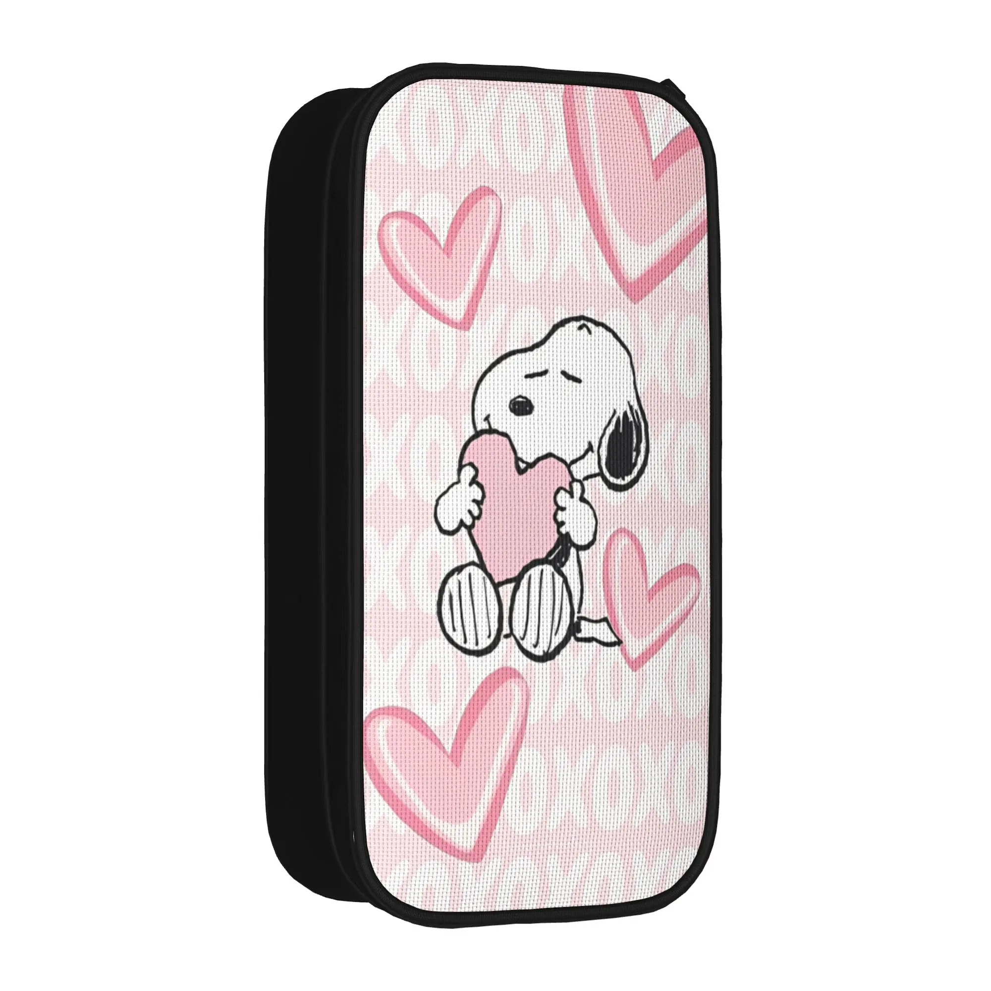 Large-capacity Pencil Pouch Snoopys cartoon dog Merch  Double Layer Pencilcase Girl Make Up Bag Birthday Gift