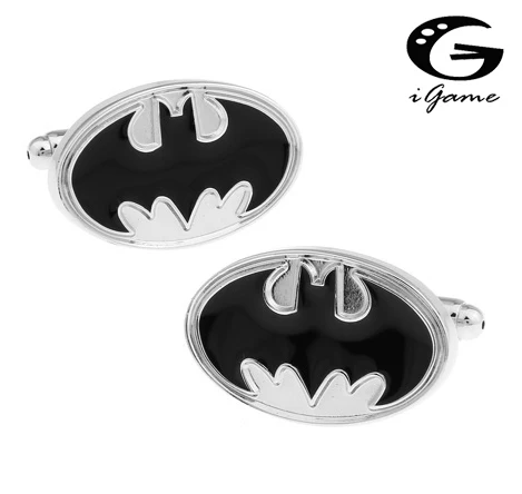 iGame Men Gift Bat Cuff Links Wholesale&retail Black Color Copper Material Novelty Super Heroes Design