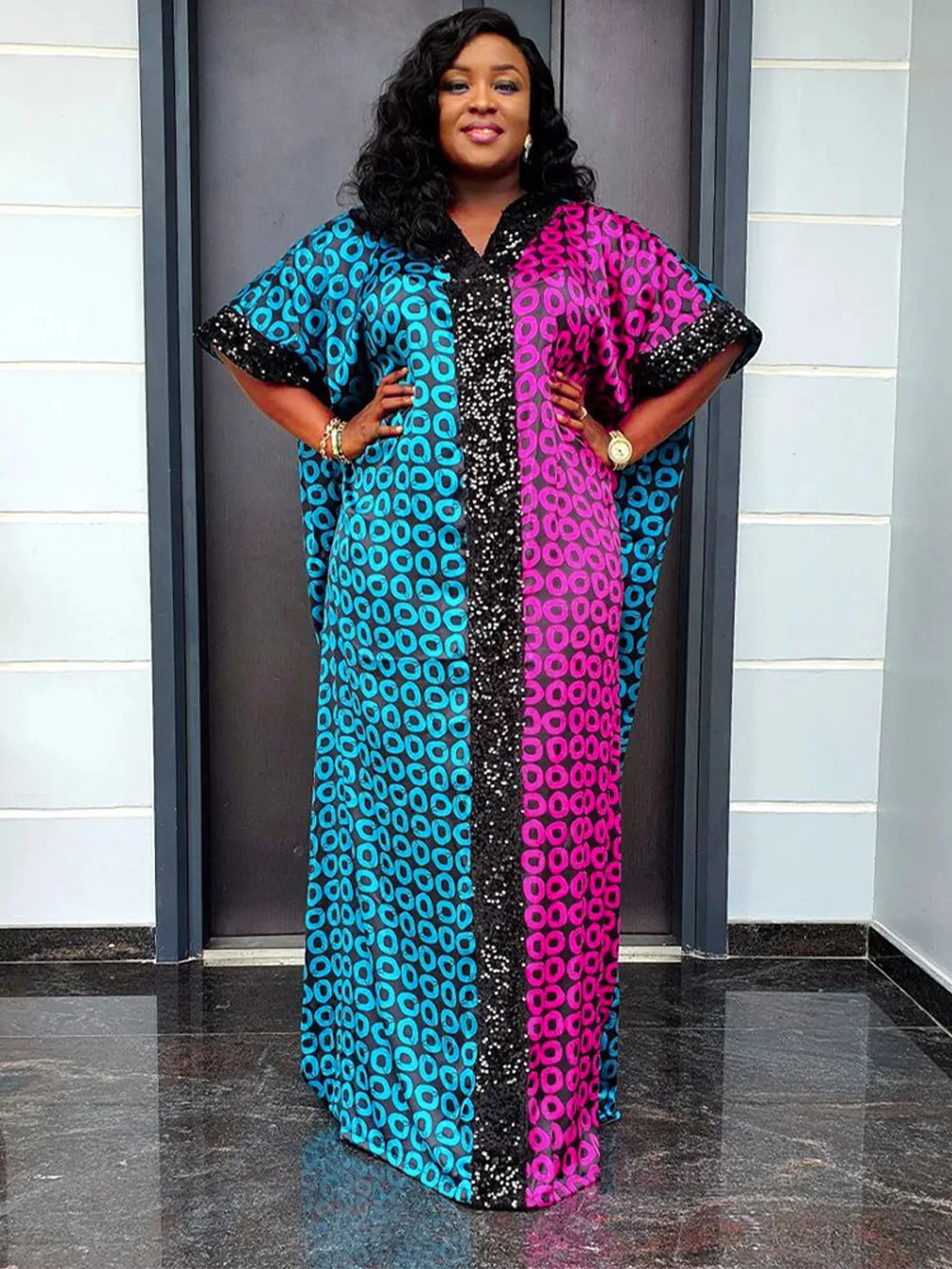 

African Dresses for Women Muslim Fashion Sequin Kaftan Abayas Robe Dashiki Traditional Africa Clothes Ankara Evening Gown