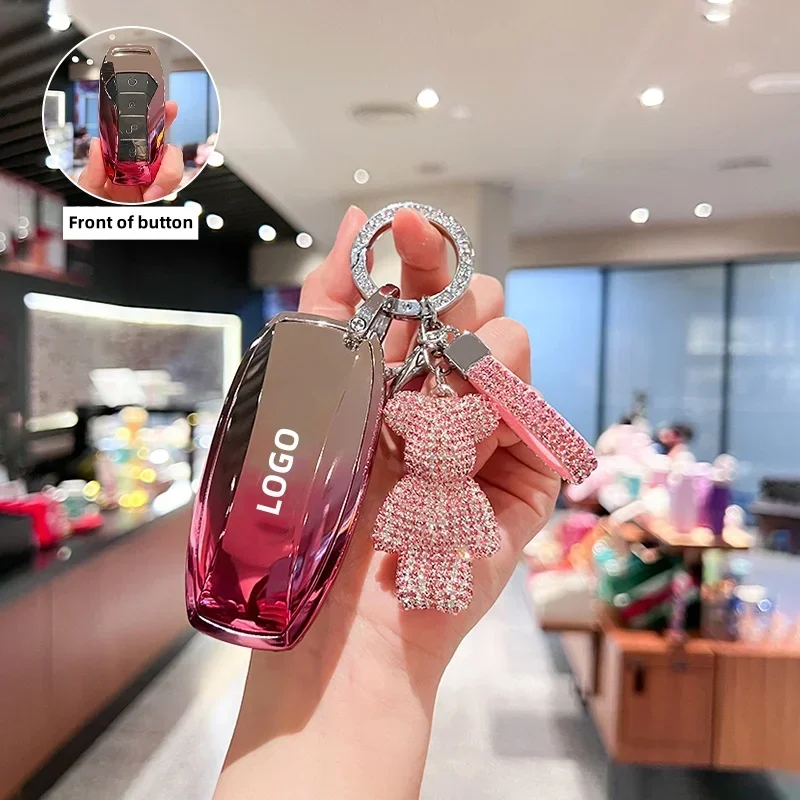 حافظة مفاتيح السيارة من البولي يوريثان غطاء حامل شل فوب لـ BYD أغنية ثانية برو تانغ Dm QIn PLUS MAX Yuan Generation Atto 3 Han EV Dolphin