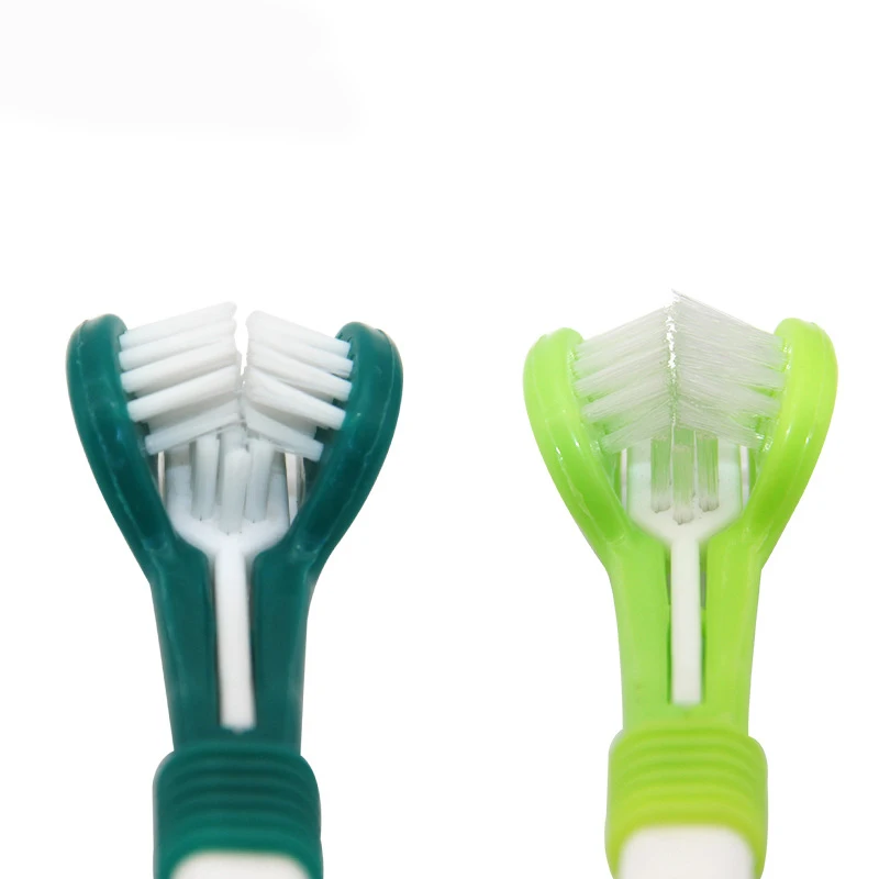 Brosse à dents multi-angle à trois côtés pour animaux de compagnie, 3 têtes, livres, chien, chat, mauvaise haleine, outil de soin des dents