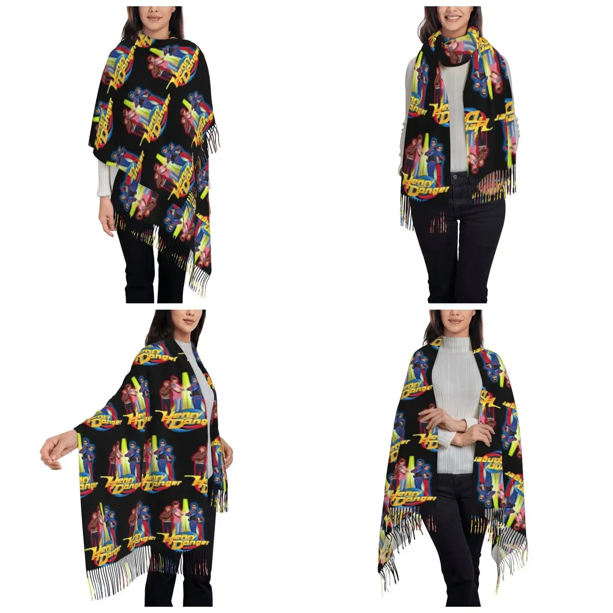 Henry Danger Secret Identities Scarf Tassel Scarves Women Soft Warm Shawls and Wraps Large Fall Winter Shawl Wrap
