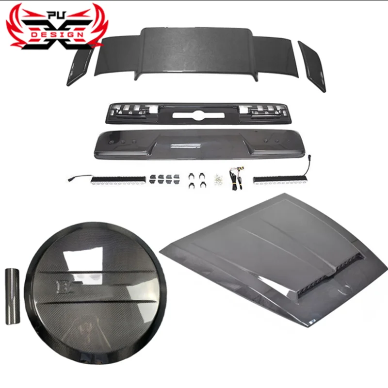 For Benz G Class W464 W463 G500 G550 G63 Dry Carbon Body Kit B Style roof lights Spoiler Wing Hood Spare Tire Cover Auto Parts