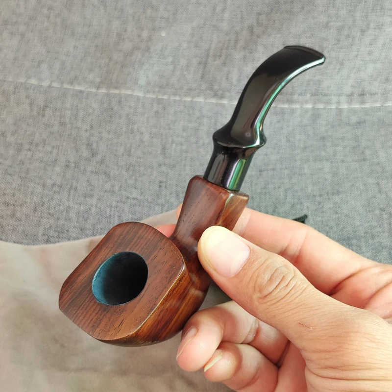 1pcs Ebony Wood Pipes Smoking Pipe Bent Type Pipe Accessory Wooden Pipe