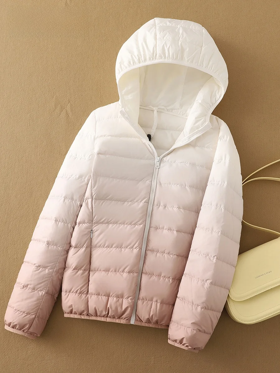 Yaloo Lightweight Puffer Jaet Hooded Casual ort adient Color Warmth Autumn Winter Cloudlike 90% down Polyester Fiber
