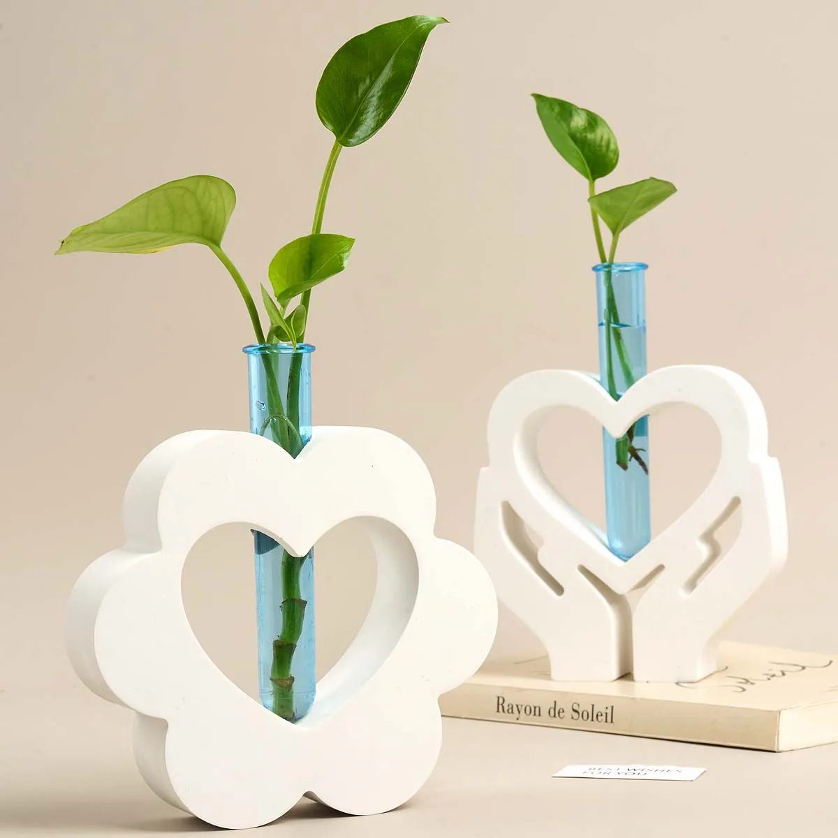 Holding Love Flowerpot Silicone Mold DIY Handmade Heart Flower Hydroponic Plant Test Tube Vase Plaster Resin Craft Casting Molds