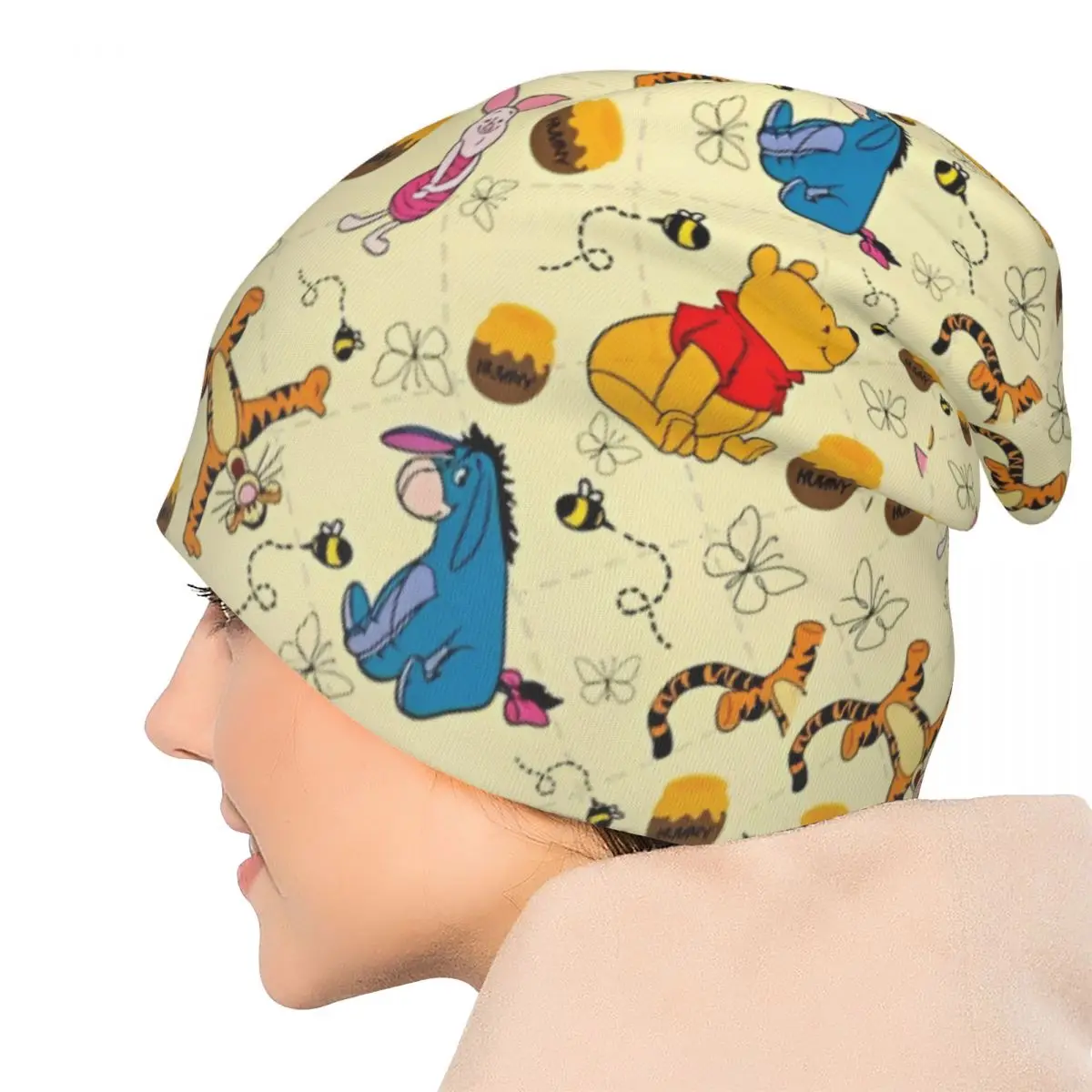 ويني ذا بوه الكرتون بونيه قبعة الخريف الشتاء في الهواء الطلق Skullies قبعة حريمي خنزير صغير تيجر Eeyore الربيع قبعات متعددة الوظائف