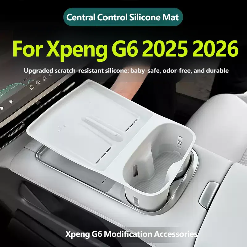 For Xpeng G6 2025 2026 Wireless Charging Pad Silicone Pad Cup Holder One Decoration Automobile Refit Accessory Set