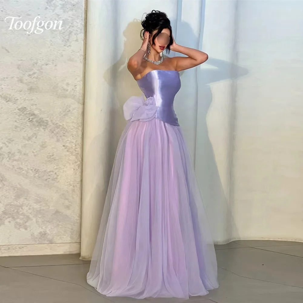 Sukienki na studniówkę Toofgon, fioletowy satynowy tiul, szyte na miarę, damskie, z kwiatami 3D, fason A, suknie na studniówkę, na formalne okazje, sukienki ślubne dla druhen