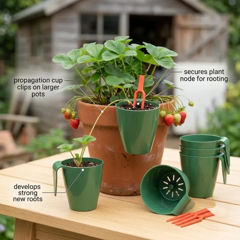 Transplanting Rooting Pots Seedling Starter Cup Plant Nursery Pot with Lift Fork Root Garden Cultivation Hanging Propagation Cup