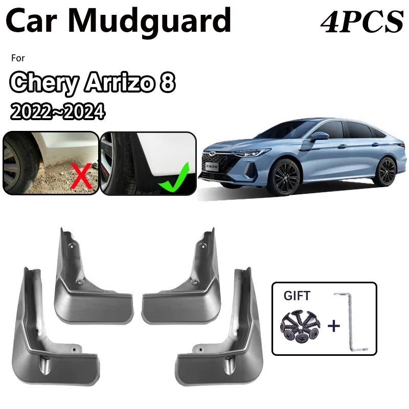 Car MudFlaps For Chery Arrizo 8 2022 2023 2024 Front Rear Spray Baking Paint Fender Mudguards Protect Mud Guard Flap Accessories