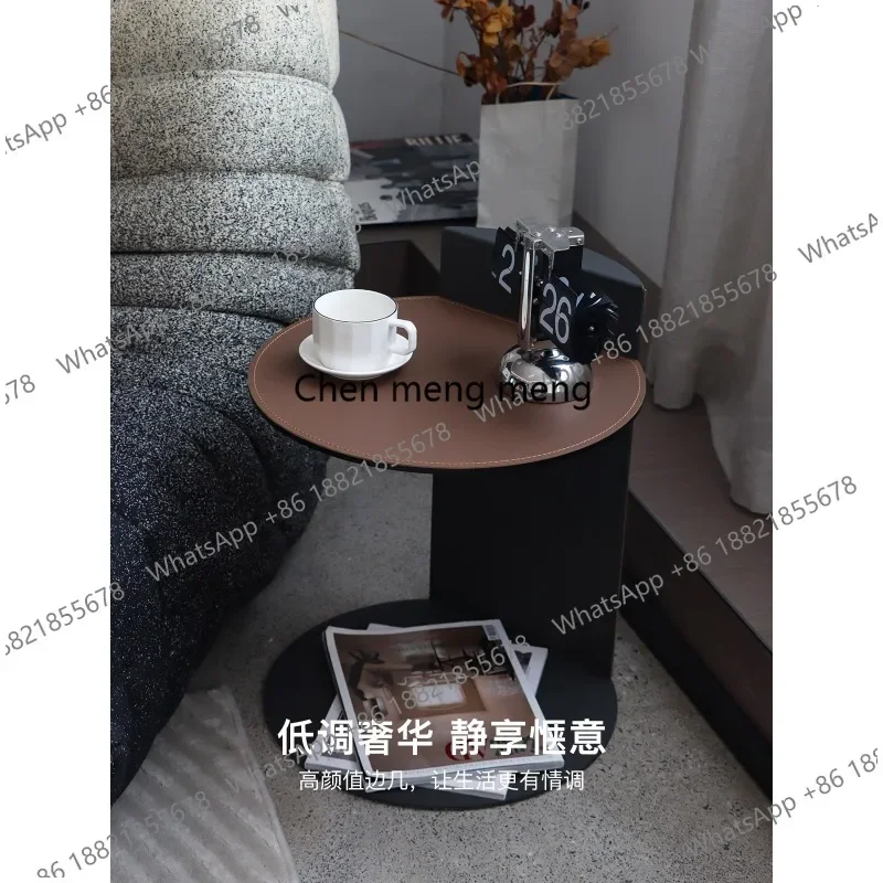 M183 Italian minimalist living room creative microfiber leather side black sand carbon steel high-grade small side table