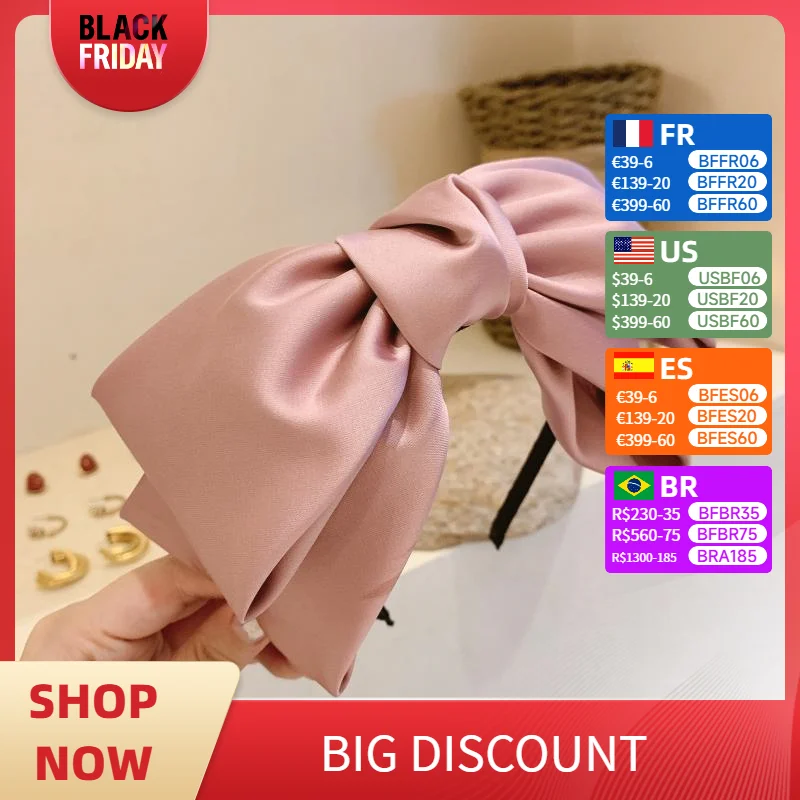 New Hair Bands For Girl Bow Bezel Headband Fashion Hair Hoop Retro Headdress Simple Solid Color Hairband Korean Hair Accessories