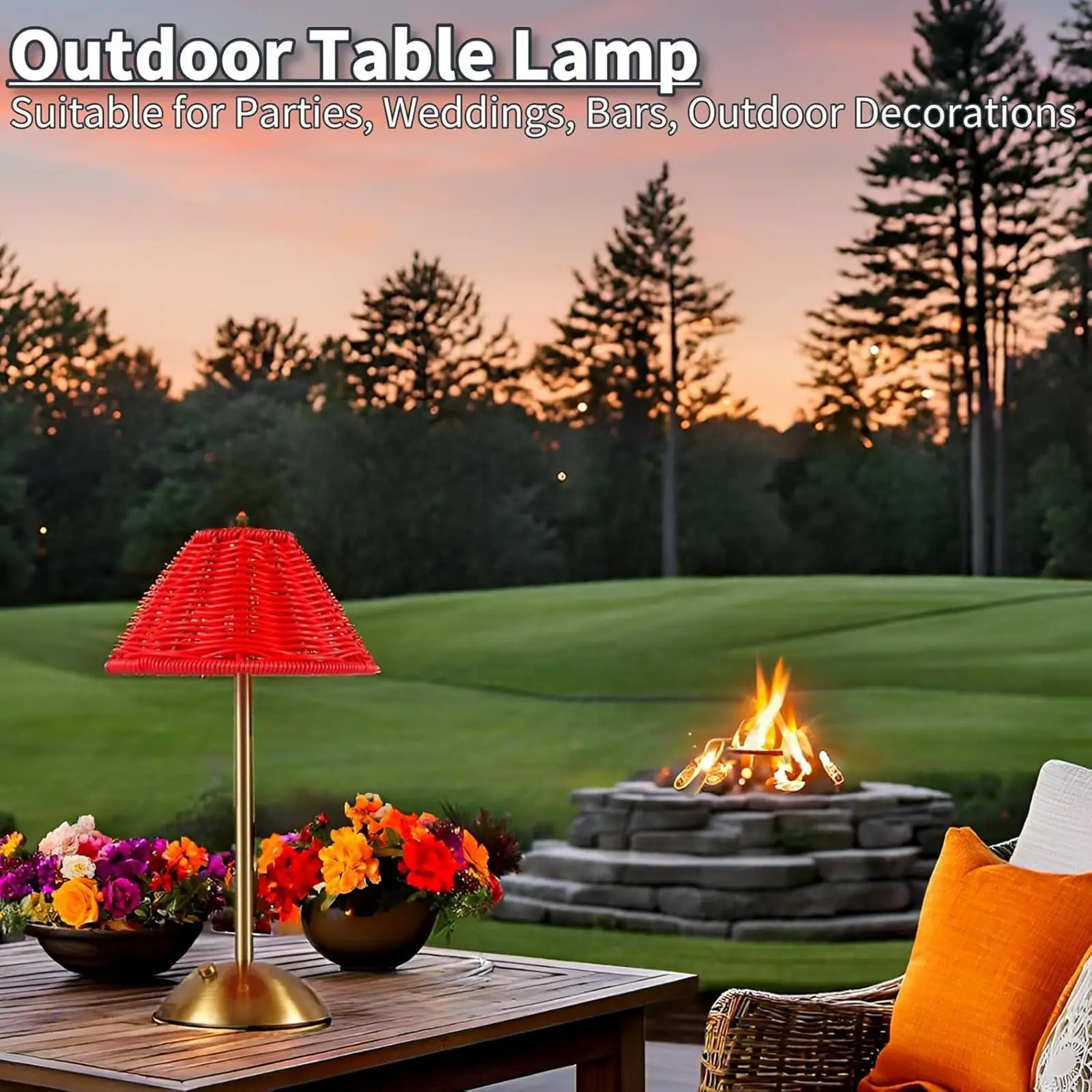 

Cordless Rechargeable Table Lamp Rattan Lampshade Designer Bedside Light for Bedroom Dining and Living Room Decor