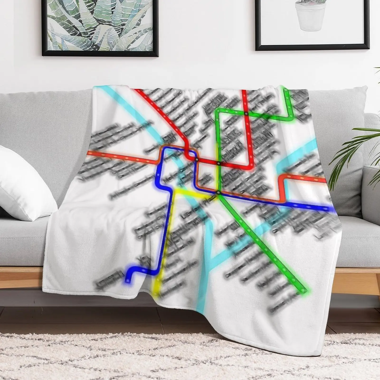 Washington DC Metro Map Throw Blanket